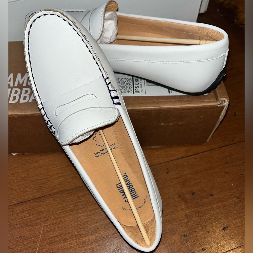 Samuel Hubbard White Leather Moccasins